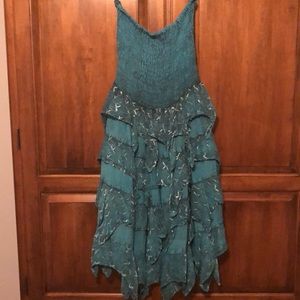 Teal strapless dress